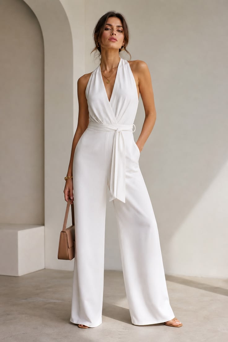 The Elegant White Halter Jumpsuit
Your Clean Girl Era Needs