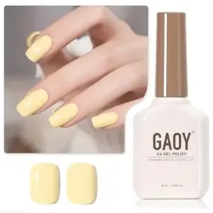 GAOY Pastel Yellow Gel Nail Polish bottle, soak-off UV cure formula for DIY salon-quality manicures at home