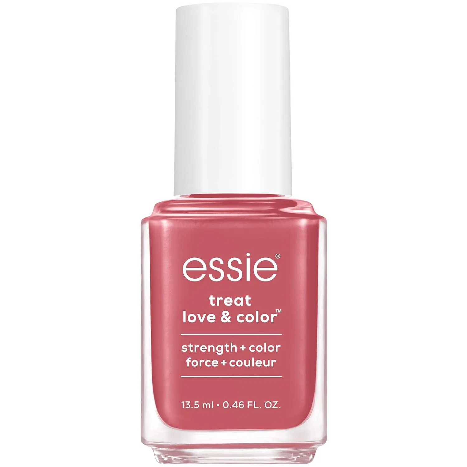 essie Treat Love and Color nail polish bottle, Berry Blast sheer shade, strengthening nail care treatment formula